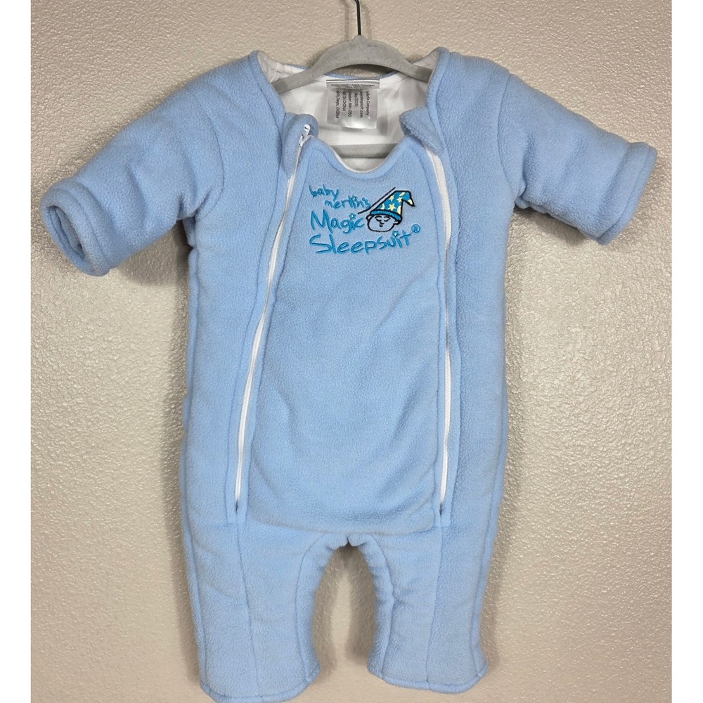 Baby Merlin's Magic Sleepsuit Blue Fleece Small 3-6 Months